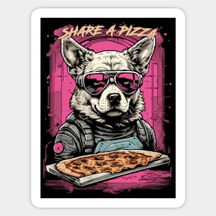 Share a Pizza Cyberpunk Dog Sticker